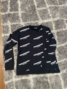 The Hundreds Black Sweatshirt with White Bar Logo All-Over Print